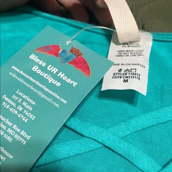Women's Teal Cold Shoulder Boutique Top - Picture 2 of 2